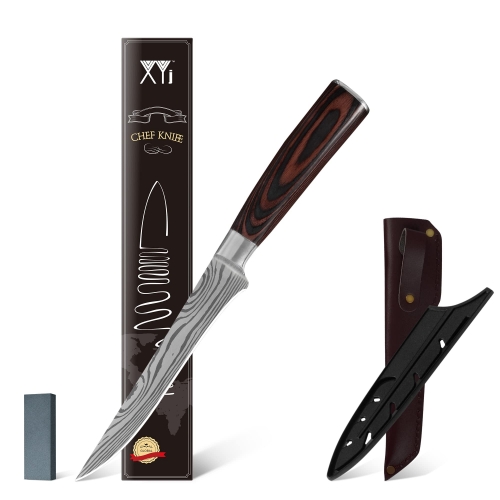XYJ Full Tang 6 Inch Fillet Boning Knife With Knives Cover&Whetstone Stainless Steel Fishing Knives Skinning De-bone Meat Knife