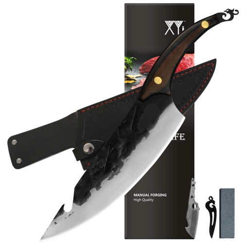 XYJ Full Tang 8 Inch Slice Chef Knife Slaughtering Meat Knives For Vegetable Brisket Fish With Blade Guards&Pocket Knife&Whetstone