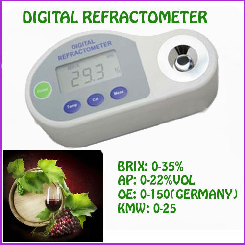 Pocket Digital Refractometer for Grape Wine 0-35% brix,0-22%VOL,0-150 Oe