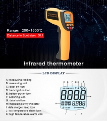 Industrial Digital IR thermometer GM1650 temperature measuring gun -50 to 1650 degree C