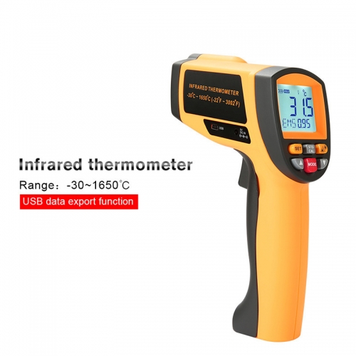 Industrial Digital IR thermometer GM1651 temperature measuring gun -50 to 1650 degree C with USB data export function