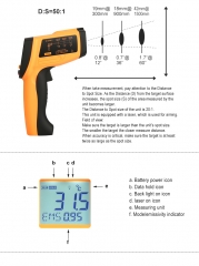 Industrial Digital IR thermometer GM1651 temperature measuring gun -50 to 1650 degree C with USB data export function