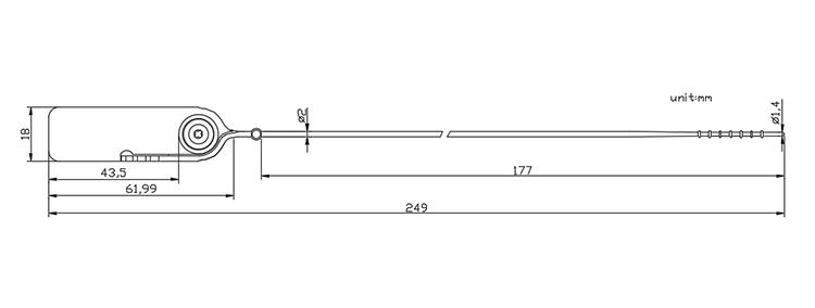 Pull tight tamper proof plastic seal for fire extinguisher CAD