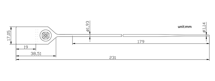 Logistic easy tear pa material security plastic seal CAD