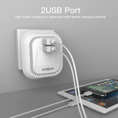 moxom usb charger plug uk 2 port power adapter LED