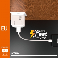 Single USB Charger QC3.0 High Speed Wall Charger EU UK Home Charger With Cable