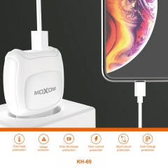 Good Price 2.1A Dual USB Wall Charger Android Phone Charger With Micro/Type C/Lighting Cable