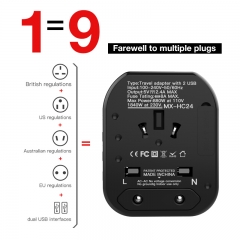 International 2 Port USB travel charger adapter mobile phone wall charger multiple usb charging station US AUS EU UK plug