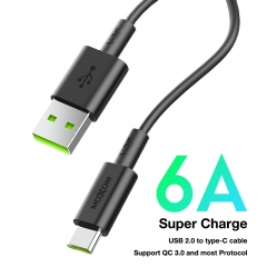 New Products 50W Fast Charging Data Cable USB Type C 6A Cable Quick Charge QC 3.0 Cable for Huawei