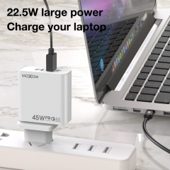 Super Power 45W PD And QC3.0 Fast Charging One Adapter Two Plug Charger