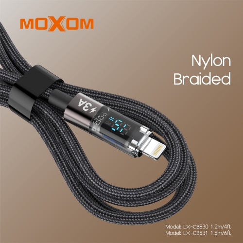 MOXOM Luxury Device 3A Auto Power-Off LCD Display Data Cable USB to Lightning