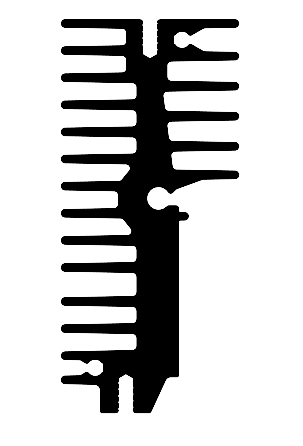 RX580-228-A1 W:60 [2.36] x H: 27 [1.06] Extruded Profiles Heatsink for PCB Level