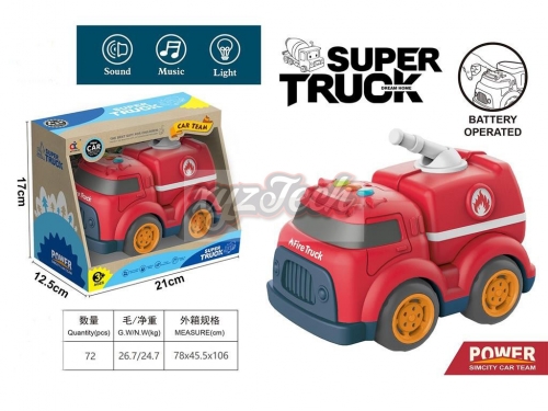 CARTOON TAXI ENGINEERING VEHICLE WITH LIGHT AND MUSIC (FIRE TRUCK)