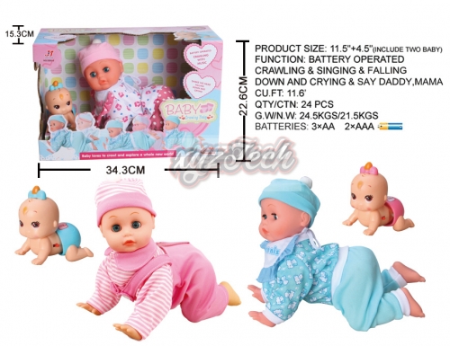 11.5"+4.5" electric crying, singing and crawling dolls (2 villagers)