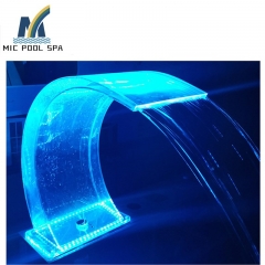 Acrylic swimming pool waterfall in China factory, with LED lights pool size can be customized pool equipment