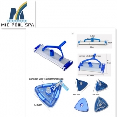 China Factory Swimming Pool Triangular Vacuum Head Flexible Durable Pool Brush Cleaning Equipment