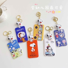 6 Styles Snoopy Cartoon Anime Card Holder Bag With Lanyard