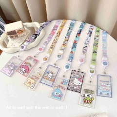 8 Styles Sanrio My Melody Kuromi Cartoon Anime Phone Strap Lanyard Card Holder Bag