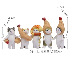 杂货可爱和风日式猫5款美食炸虾猫咪创意小摆件园艺饰物潮玩摆件