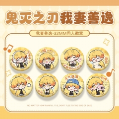 32mm 8 Styles Demon Slayer: Kimetsu no Yaiba Cartoon Pin Anime Tinplate Brooch