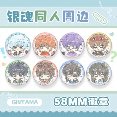 58mm 8 Styles Gintama Cartoon Pin Anime Tinplate Brooch