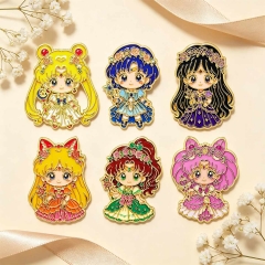 6 Styles Pretty Soldier Sailor Moon Cartoon Pin Anime Alloy Brooch