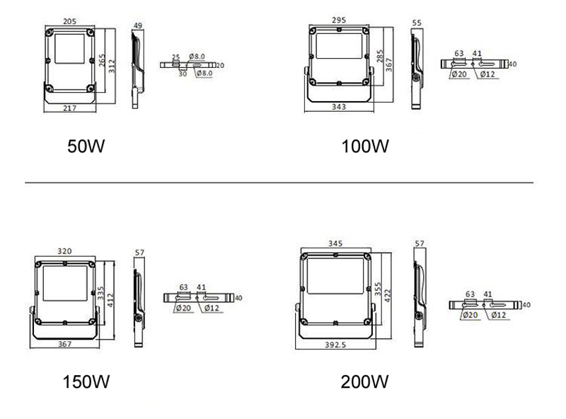 slim-led-flood-light-size-drawing