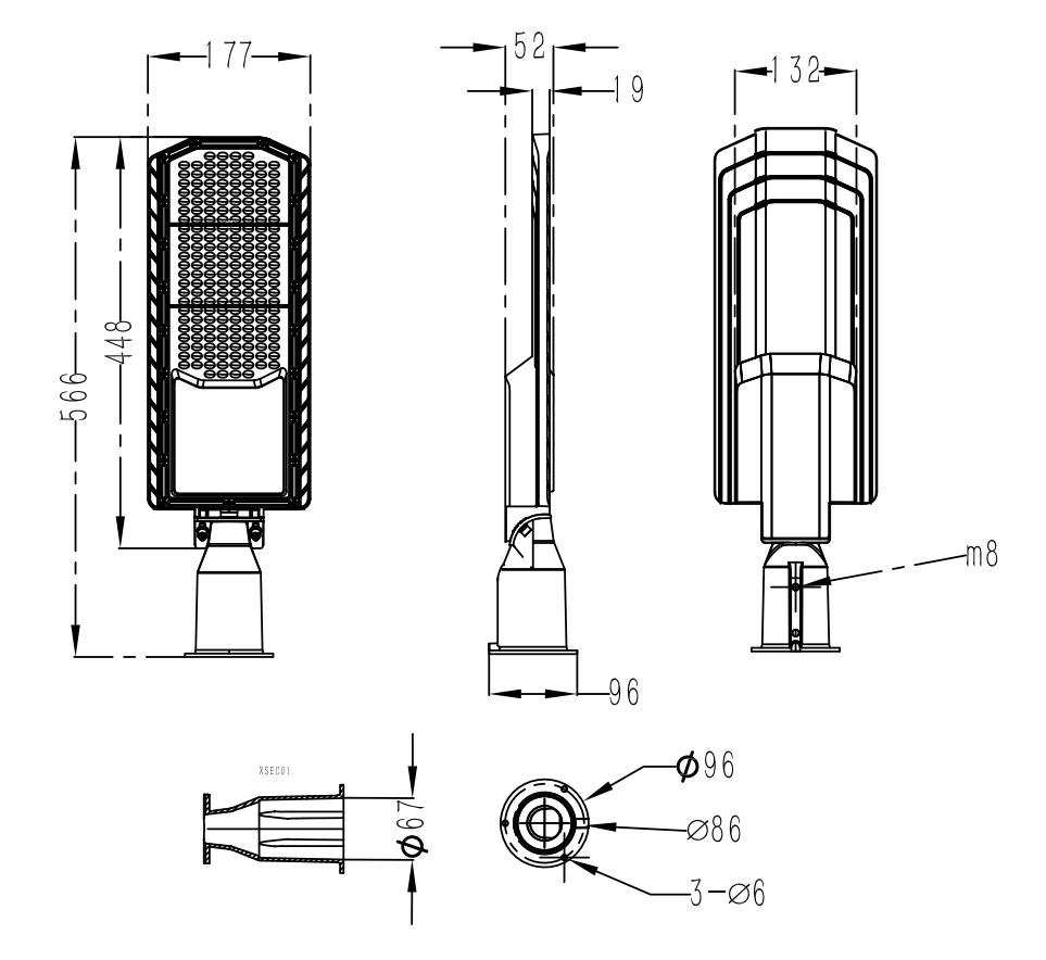 100w-slim-led-street-light-size