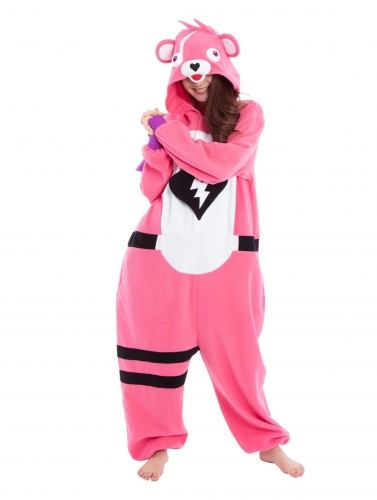 Fortnite Cuddle Team Leader Kigurumi Pink Bear Onesies Costumes