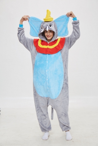 Blue And Pink Dumbo Kigurumi Onesies Pajamas Elephant Costumes