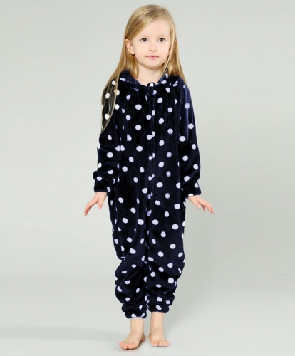 Blue Dots And Hearts Cheap Kids Onesie Pajamas
