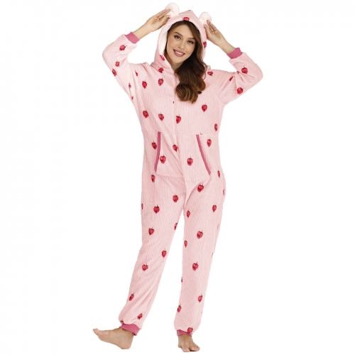 Pink Women Christmas Onesie Pajamas
