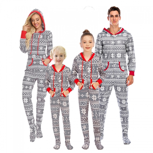 Matching Family Christmas Pajamas Deer And Snowflake Pattern