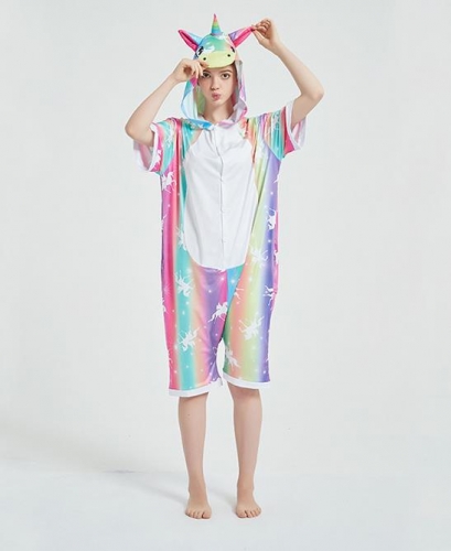 Kigurumi Colorful Unicorn Short-Sleeved Summer Pajama