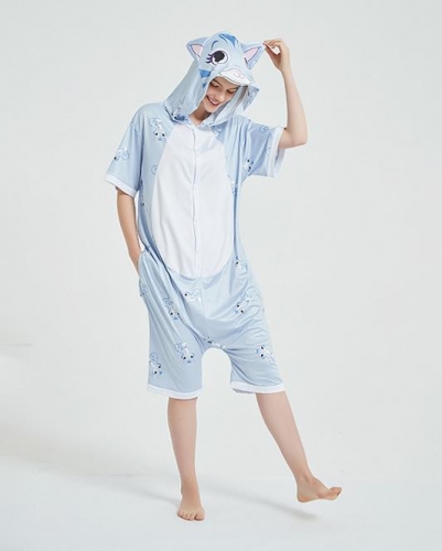 Kigurumi Blue Cat Short-Sleeved Summer Pajama