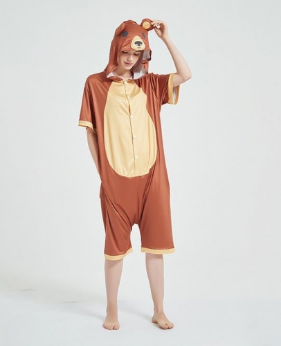 Kigurumi Pedobear Onesies Brown Bear Short-Sleeved Summer Pajama