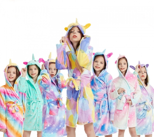 11 Style Universal Unicorn Children's Bathrobe Hooded Home Pajama