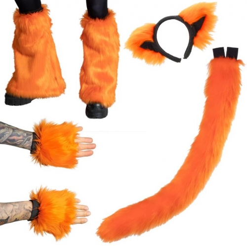 Kitty Cat Combo animal Ear & Tail kostuum cosplay Cat Leg Warmers + Gloves