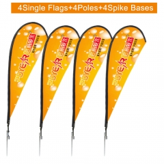 1Unit=4Kits (Teardropbanners+Fbs51-Silver FlagPoles+Spike Bases)With Simple Bag