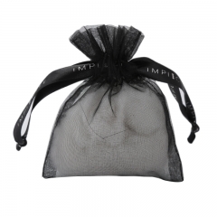 Black ribbon Printed organza bag