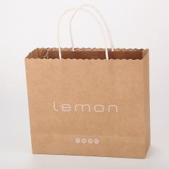 Kraft Paper Brown Shopping Bag With Serrated Top
