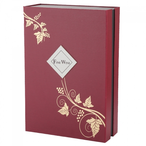 High Quality Luxury Wine  Packaging Gift Boxes ,satin fabric wrap insert flat box