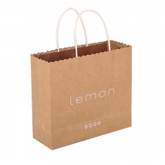 Kraft Paper Brown Shopping Bag With Serrated Top