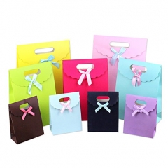 Butterfly Bow Flip Paper Gift Bag Velcro Gift Bag - various color - Small Medium Large Size- for Daily Shopping Party Birthday Wedding Gift Wrapping