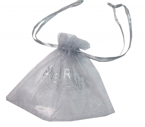 Grey organza drawstring bag