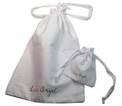 soft white cotton drawstring bag