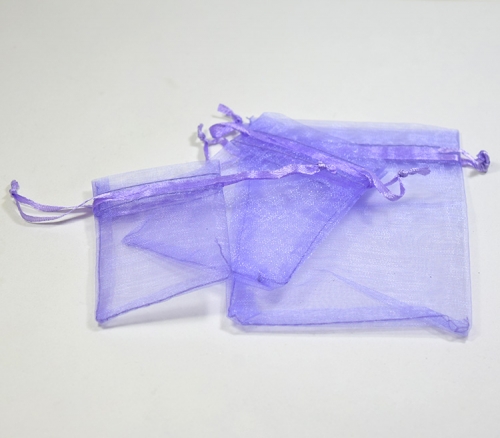 cheap purple give away organza drawstring bag