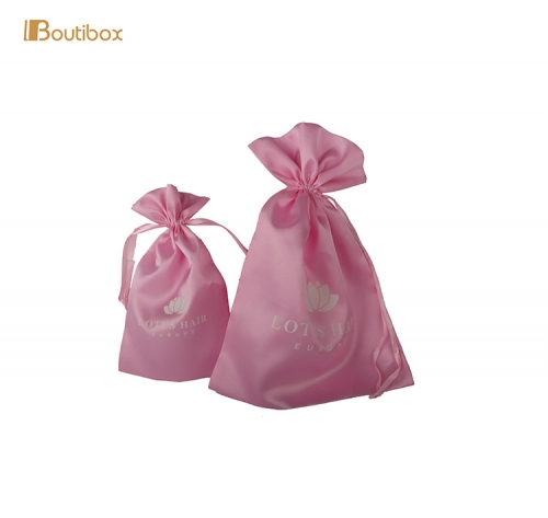 pink satin pouch bag for hair extension