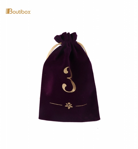 purple velvet bag fabric drawstring pouch