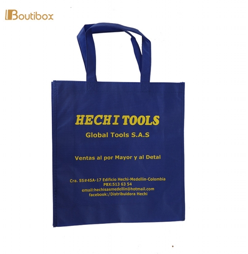 blue non-woven bag with foiled logo